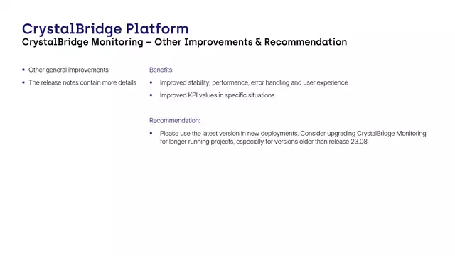 CrystalBridge Monitoring | Other Improvements & Recommendation