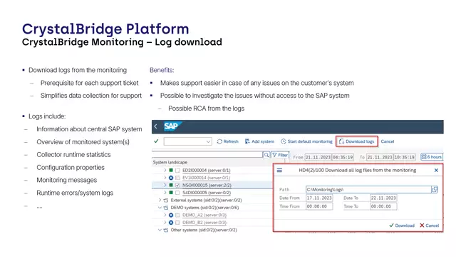 CrystalBridge Monitoring | Log Download