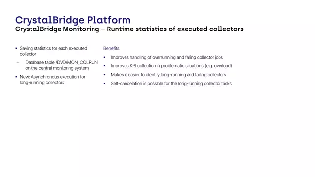 CrystalBridge Monitoring | Runtime Statistics of Executed Collectors