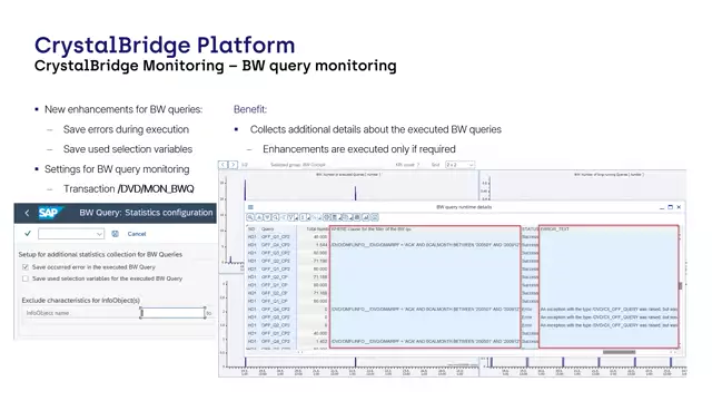 CrystalBridge Monitoring | BW query Monitoring