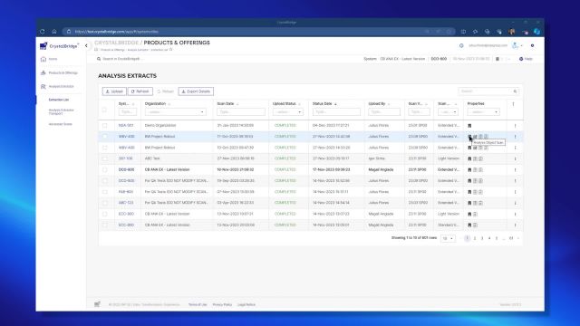 CrystalBridge Analysis Basic | Analysis Extraction Page