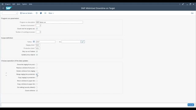 Minimized Downtime on Target | Main Minimized Downtime on Target Transaction /SNP/MDT