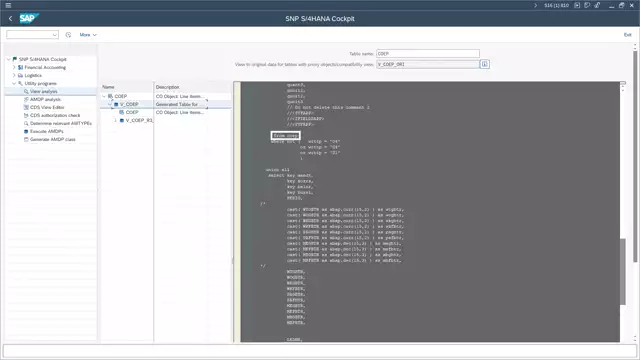 S/4HANA Cockpit | Showing the View Name for Original Data for Tables with a Compatibility View