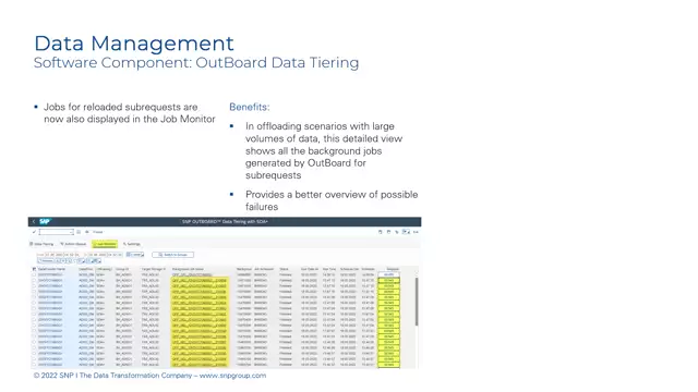 Outboard DataTiering | Jobs for Reloaded Subrequests Displayed in Job Monitor