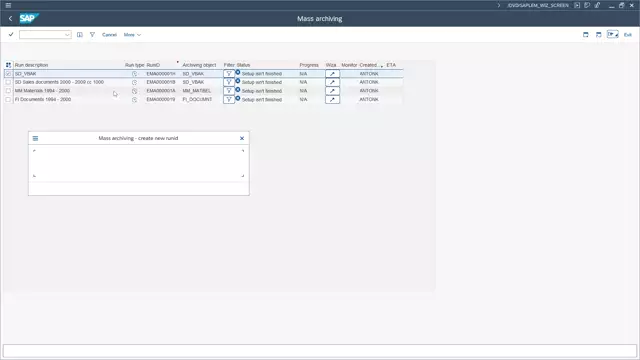 Outboard ERP Archiving | Mass Archiving – Copy Run