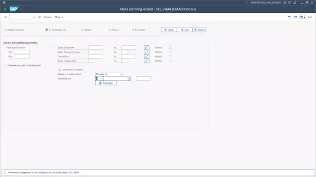 Outboard ERP Archiving | Mass Archiving – Relative Condition