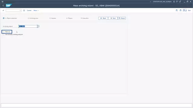 Outboard ERP Archiving | Mass Archiving – Test Run
