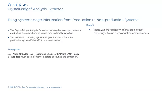 CrystalBridge Analysis Extractor | Bring System Usage Information from Production to Non-production Systems
