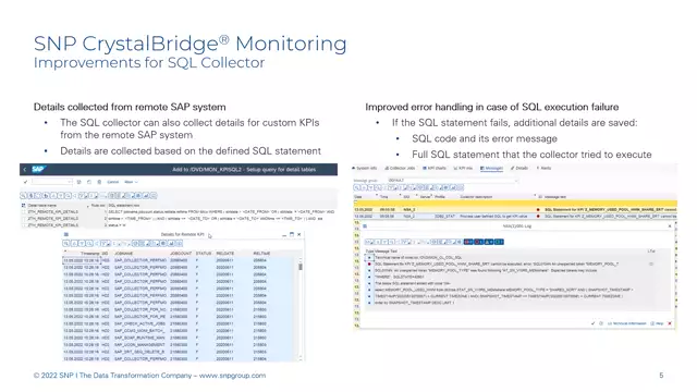 CrystalBridge Monitoring | Improvements for SQL Collector
