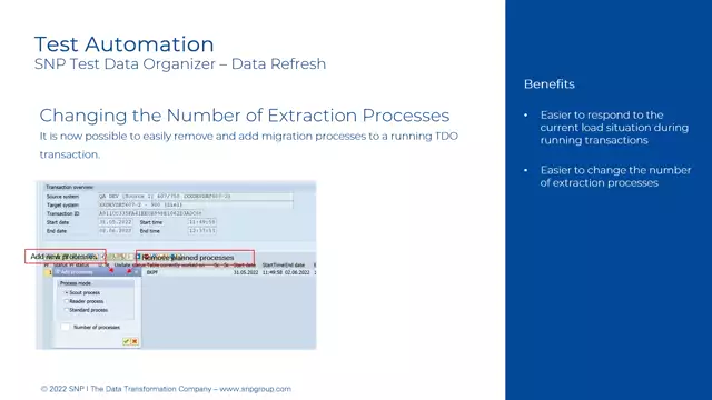 Test Data Organizer | Data Refresh – Changing the Number of Extraction Processes