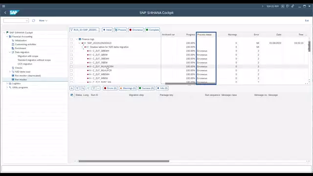 S/4HANA Cockpit | Run Monitor Message Log: Showing Last Execution vs. All Executions