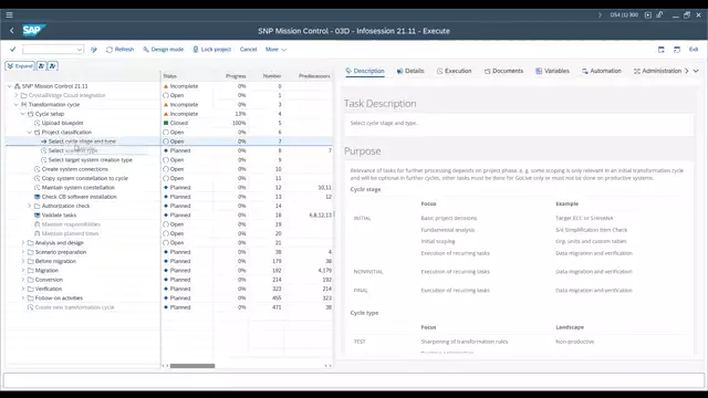Mission Control | Loading Blueprint and Project Classification in Cycle Setup