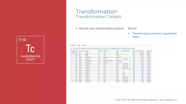 Transformation Cockpit | Activating New Transformation Log