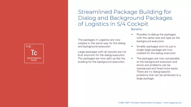 S/4HANA Cockpit | Streamlined Package Building for Dialog and Background Packages of Logistics