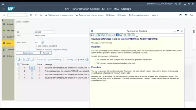 Transformation Cockpit | Explicit Check and Generation of Mappings, Selections and Own Tables