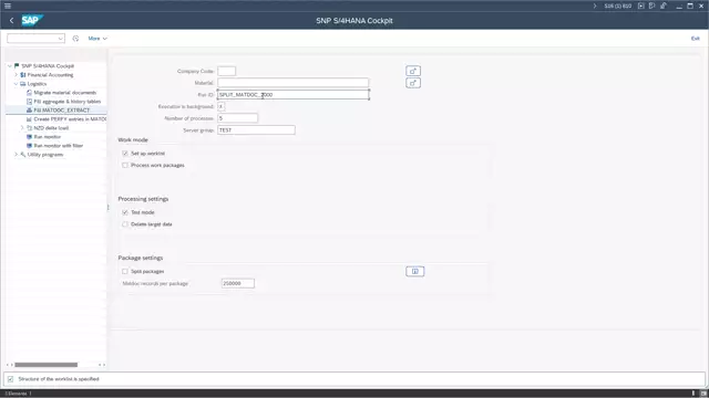 S/4HANA Cockpit | Splitting Packages for Fill MATDOC_EXTRACT