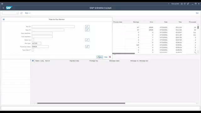 S/4HANA Cockpit | Filtering by Status in Run Monitor with Filter