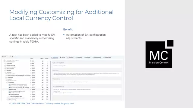 Mission Control | Modifying Customizing for Additional Local Currency Control