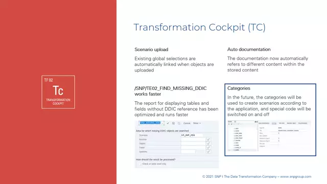 Transformation Cockpit | General Improvements