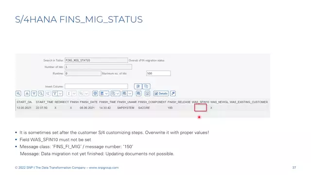 S/4HANA | Finance 09 | Fill FINS_MIG_STATUS | DE