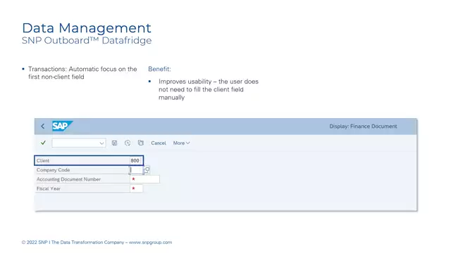 Outboard DataFridge | Transactions: Automatic Focus on the First Non-client Field