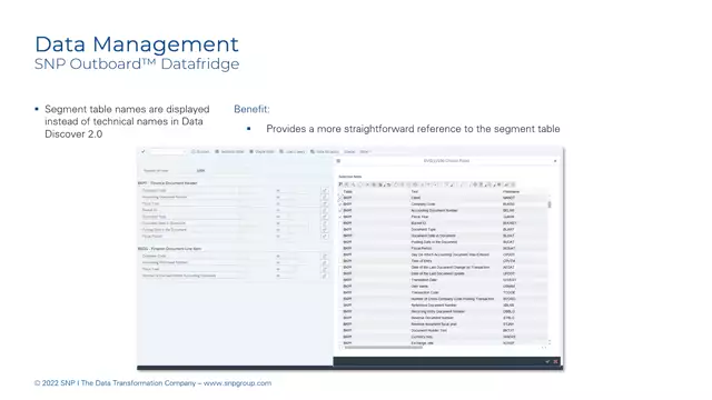 Outboard DataFridge | Segment Table Names Are Displayed Instead of Technical Names in Data Discover 2.0