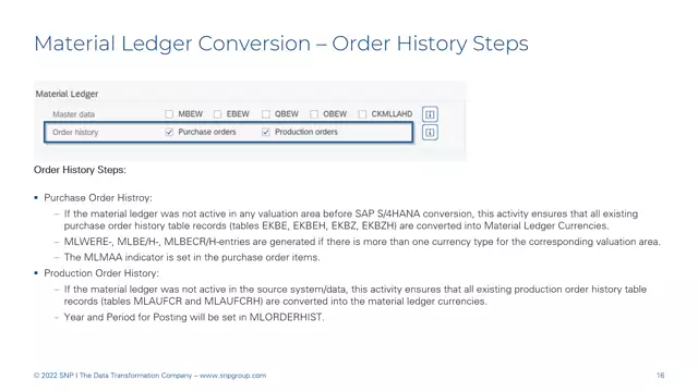 S/4HANA | Material Ledger 07 | Order History Steps for the Material Ledger | DE