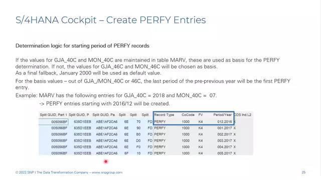S/4HANA | Logistics 06 | Create PERFY Entries Step | DE