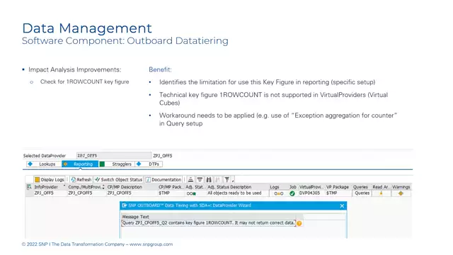 Outboard Datatiering | Impact Analysis Check for 1ROWCOUNT Key Figure