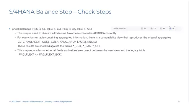 S/4HANA | Finance 21 | Checks After the Balance Steps | EN