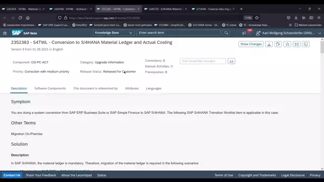 S/4HANA | Material Ledger 09 | Useful SAP Notes for the Material Ledger Conversion | EN