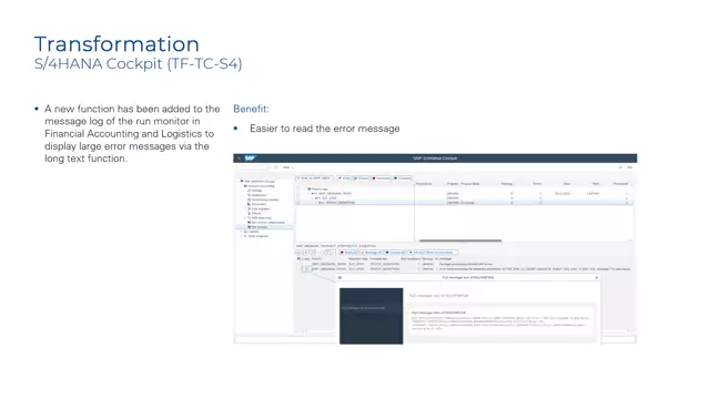S/4HANA Cockpit | Large Error Messages in Financial Accounting and Logistics