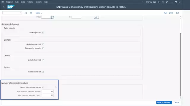 Data Consistency Verification | Exporting Results of DCV Evaluation as HTML File