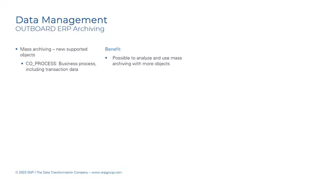 Outboard ERP Archiving | Mass Archiving – New Supported Objects