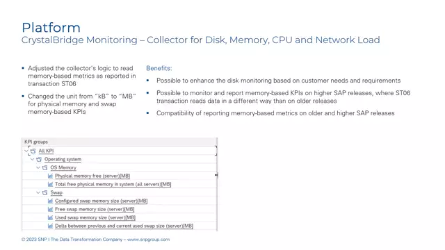 CrystalBridge Monitoring | Enhancements for Collector for Disk, Memory, CPU and Network Load