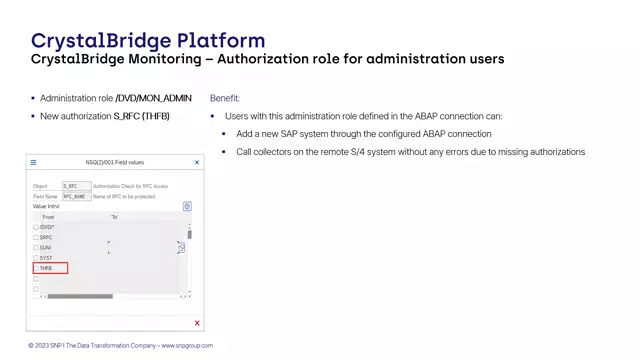 CrystalBridge Monitoring | Authorization Role for Administration Users