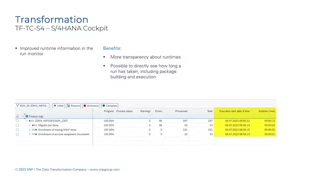 S/4HANA Cockpit | Improved Runtime Information in Run Monitor