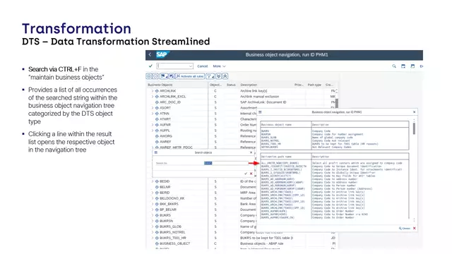 Data Transformation Streamlined | Search Function in Step Maintain Business Objects