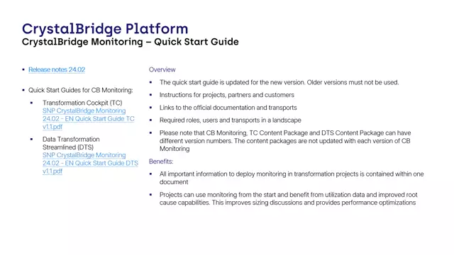 CrystalBridge Monitoring | Quick Start Guides