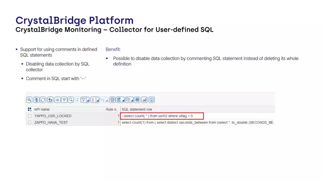CrystalBridge Monitoring | Collector for User-defined SQL