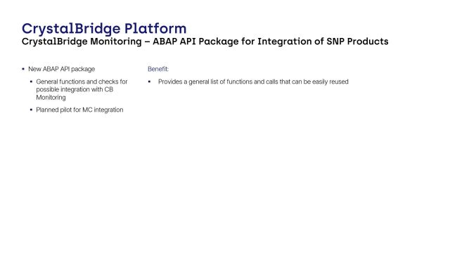 CrystalBridge Monitoring | ABAP API Package for SNP Products Integration
