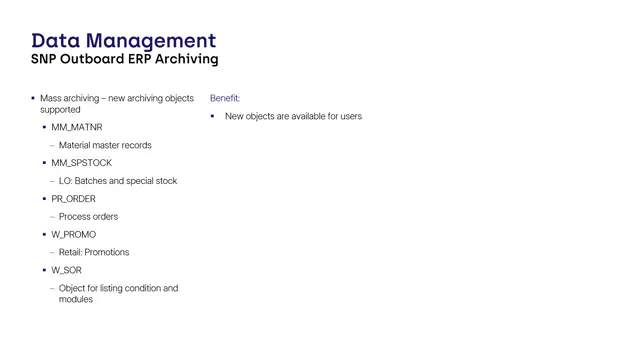 ERP Archiving | Mass Archiving - New Archiving Objects Supported