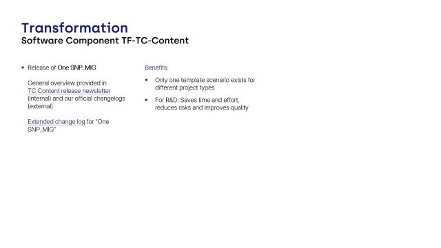 Transformation Content | Release of One SNP_MIG
