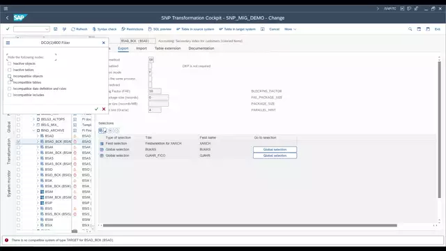Transformation Cockpit | Release of Parameter Restrictions
