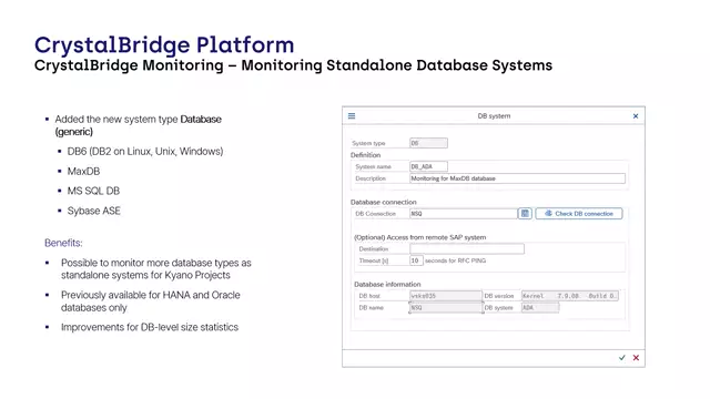 CrystalBridge Monitoring | New Main System Type Database (generic)