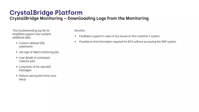 CrystalBridge Monitoring | New Information in Downloaded Monitoring Logs