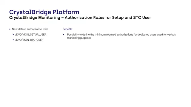 CrystalBridge Monitoring | Authorization Roles for Setup and BTC User