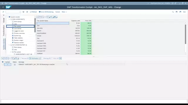 Transformation Cockpit | System Monitor: Show Space Consumption of Folders