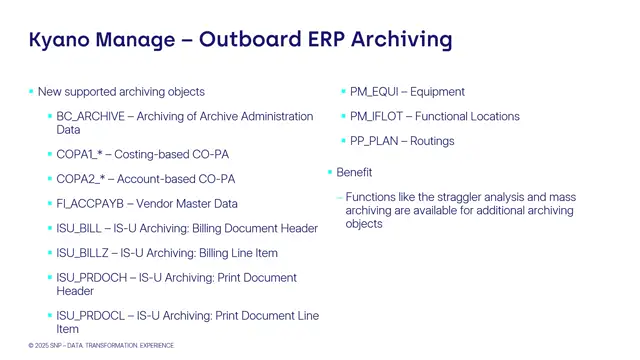 ERP Archiving | New Supported Archiving Objects