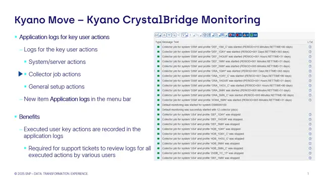 CrystalBridge Monitoring | Application Logs for Key User Actions